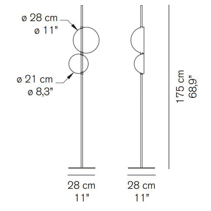 Superluna LED Floor Lamp - line drawing.