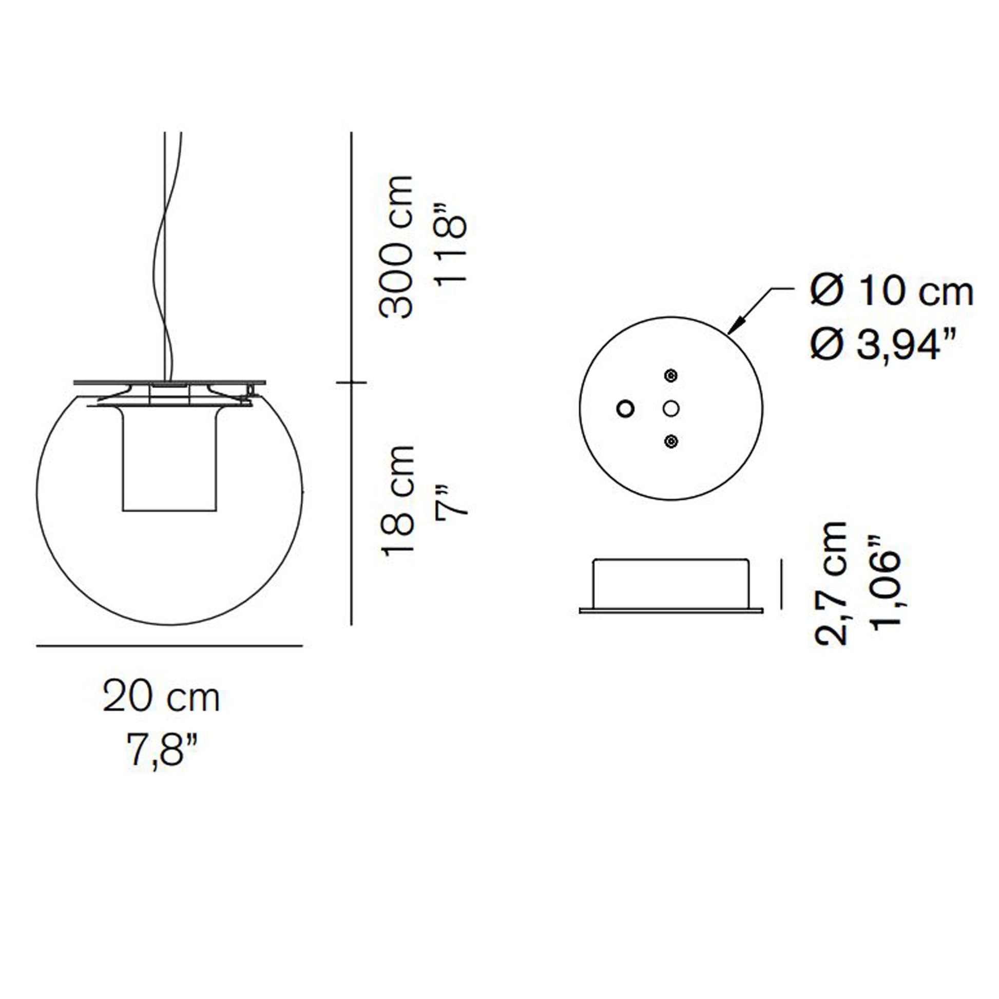 The Globe Pendant Light - line drawing.