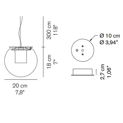 The Globe Pendant Light - line drawing.