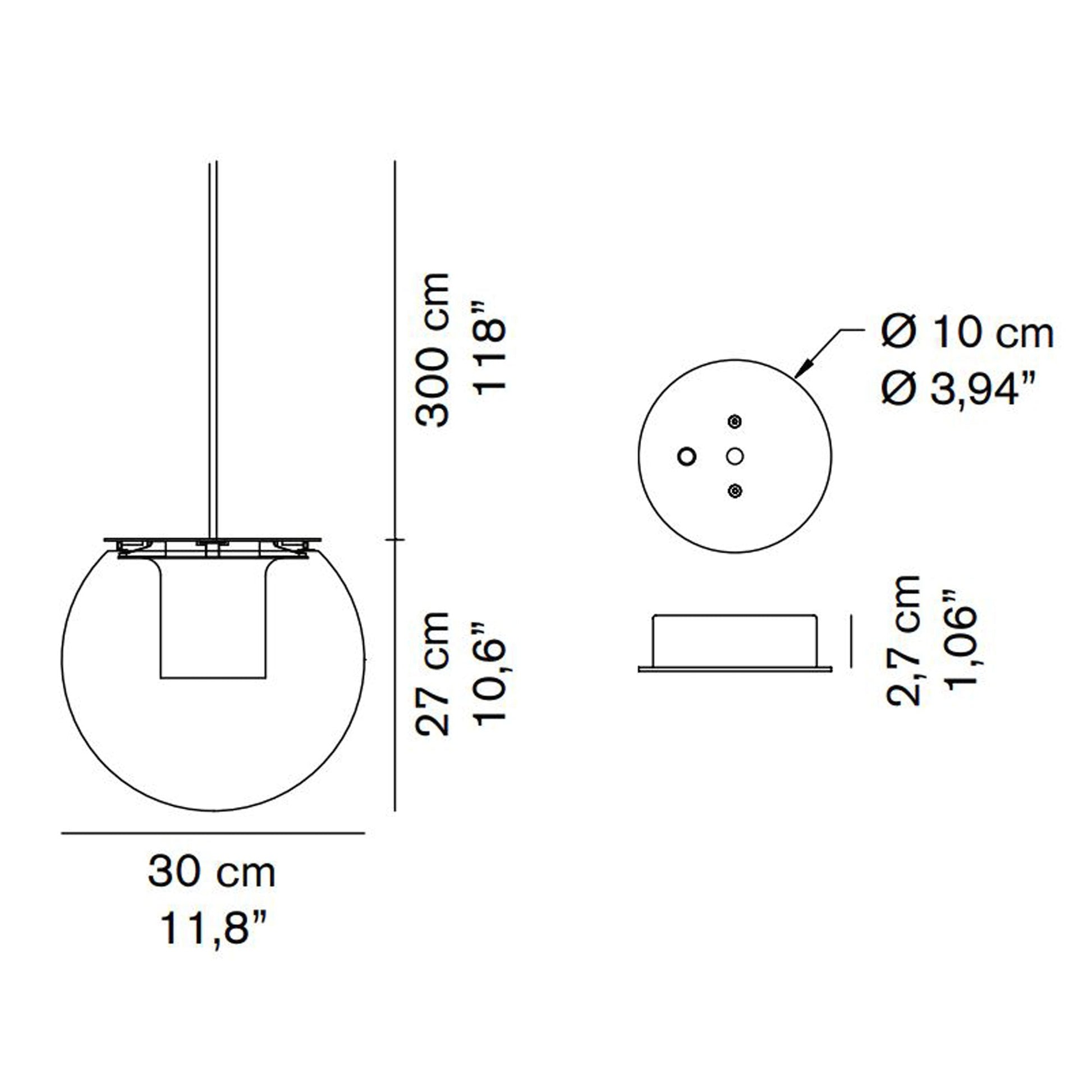 The Globe Pendant Light - line drawing.