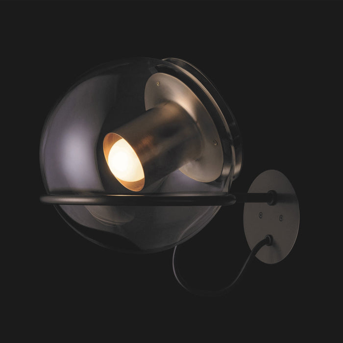 The Globe Wall Light in Satin Gold/Anodic Bronze.