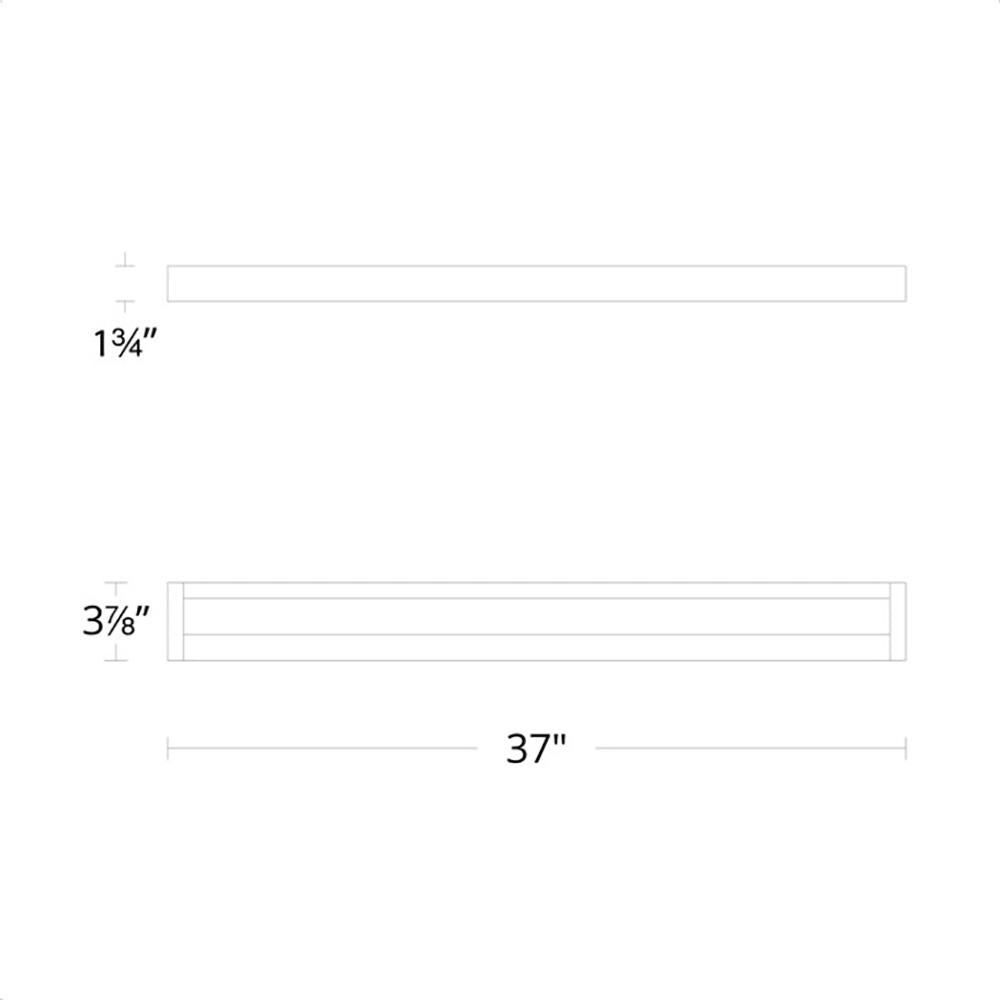 Open LED Bath Bar Light- line drawing.