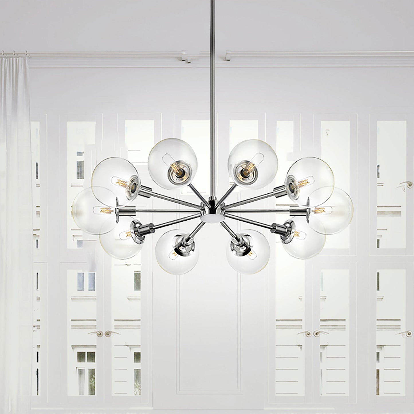 Orb Radial Pendant Light in living room.