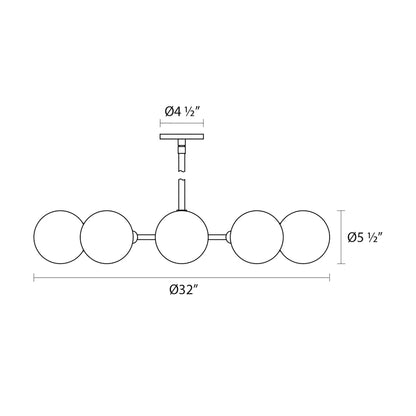 Orb Radial Pendant Light - line drawing.