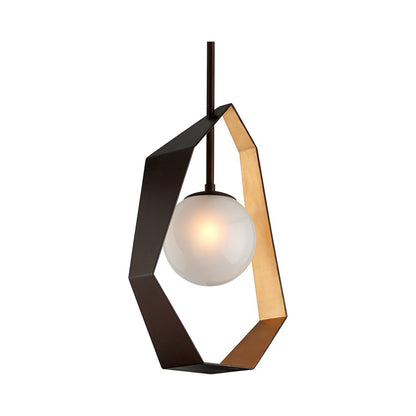 Origami LED Pendant Light in Bronze/Gold Leaf (Medium).