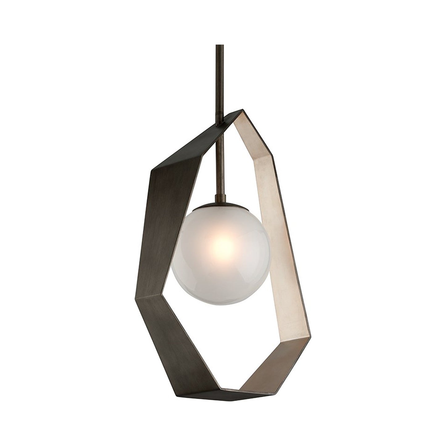 Origami LED Pendant Light in Graphite/Silver Leaf (Medium).