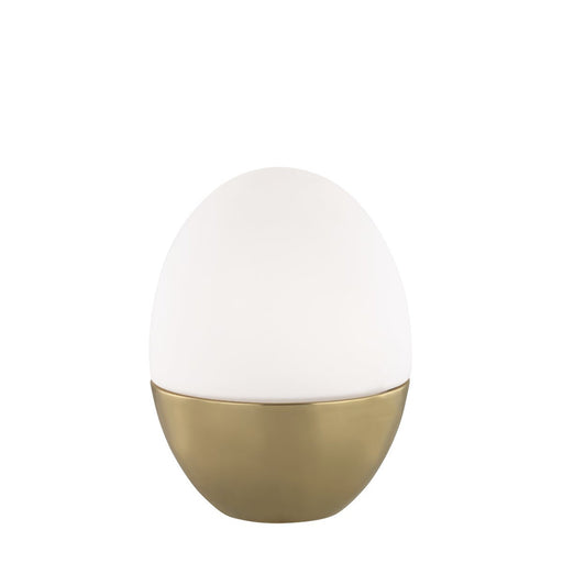 Orion Table Lamp in White and Brass.