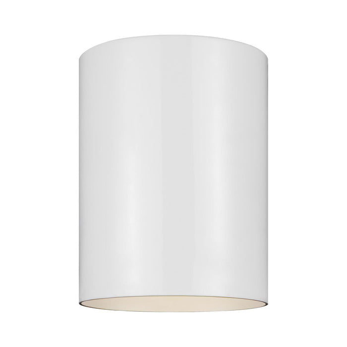 Outdoor Cylinders LED Flush Mount Ceiling Light in White.