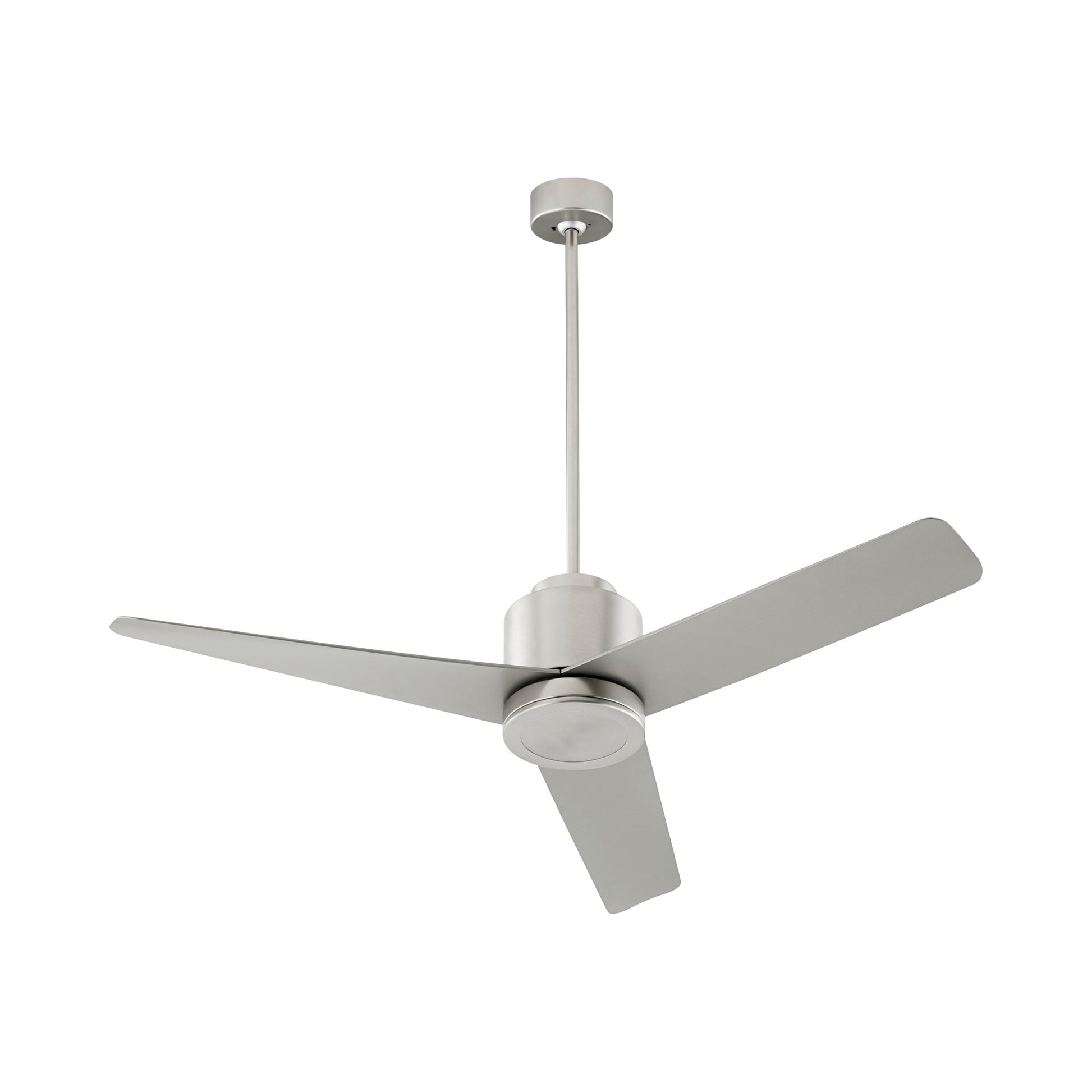 Adora Outdoor Ceiling Fan in Satin Nickel.