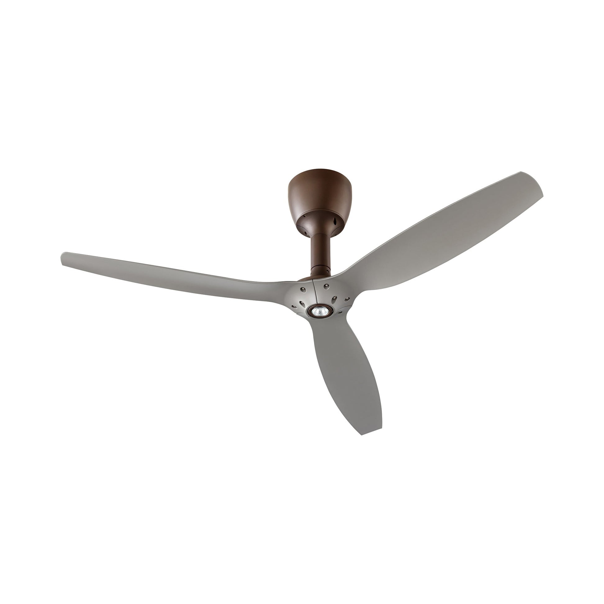 Alpha LED Ceiling Fan in Oiled Bronze/Satin Nickel.