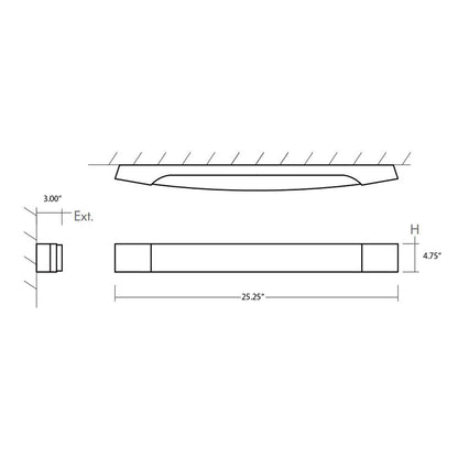 Apollo Vanity Wall Light - line drawing.