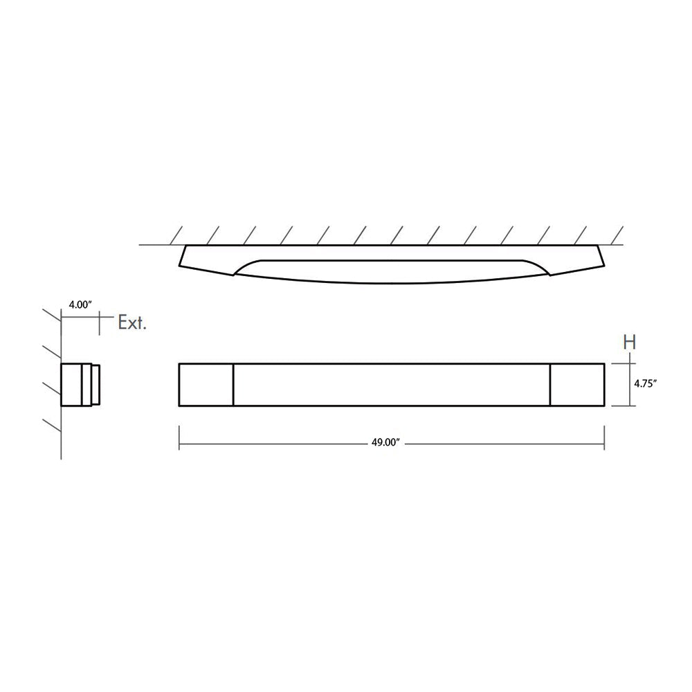 Apollo Vanity Wall Light - line drawing.