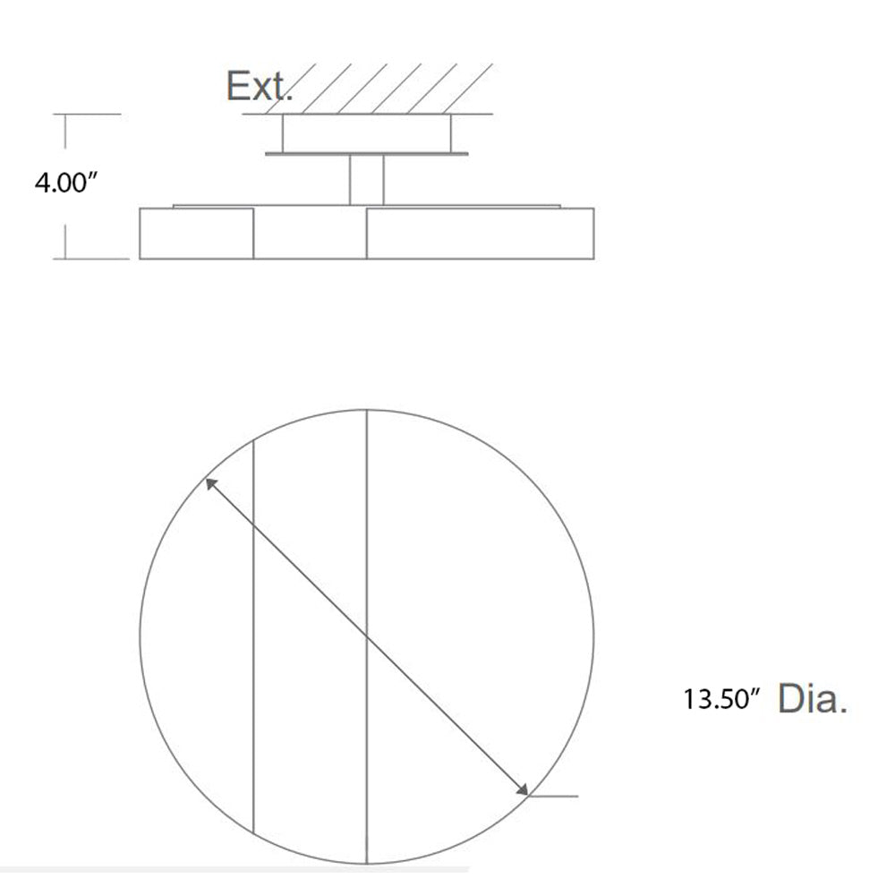 Aurora LED Flush Mount Ceiling Light - line drawing.