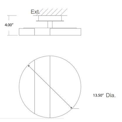 Aurora LED Flush Mount Ceiling Light - line drawing.