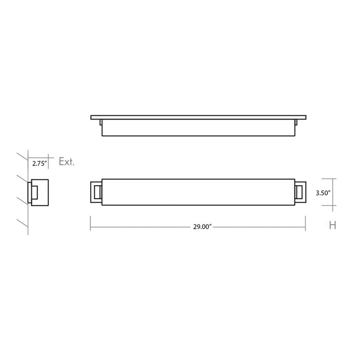 Axel LED Vanity Wall Light - line drawing.