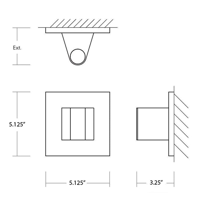 Cadet LED Outdoor Wall Light - line drawing.