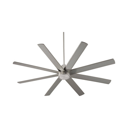 Cosmo Ceiling Fan in Satin Nickel.