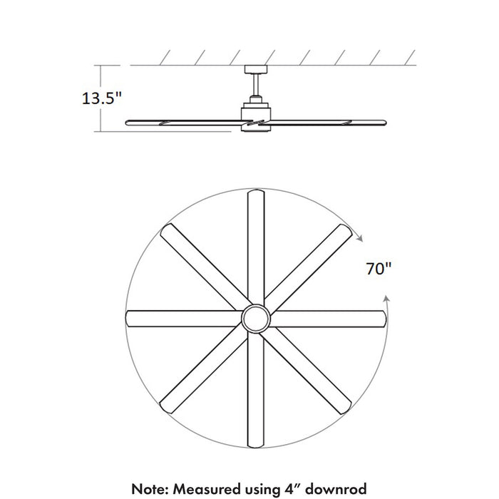 Cosmo Ceiling Fan - line drawing.