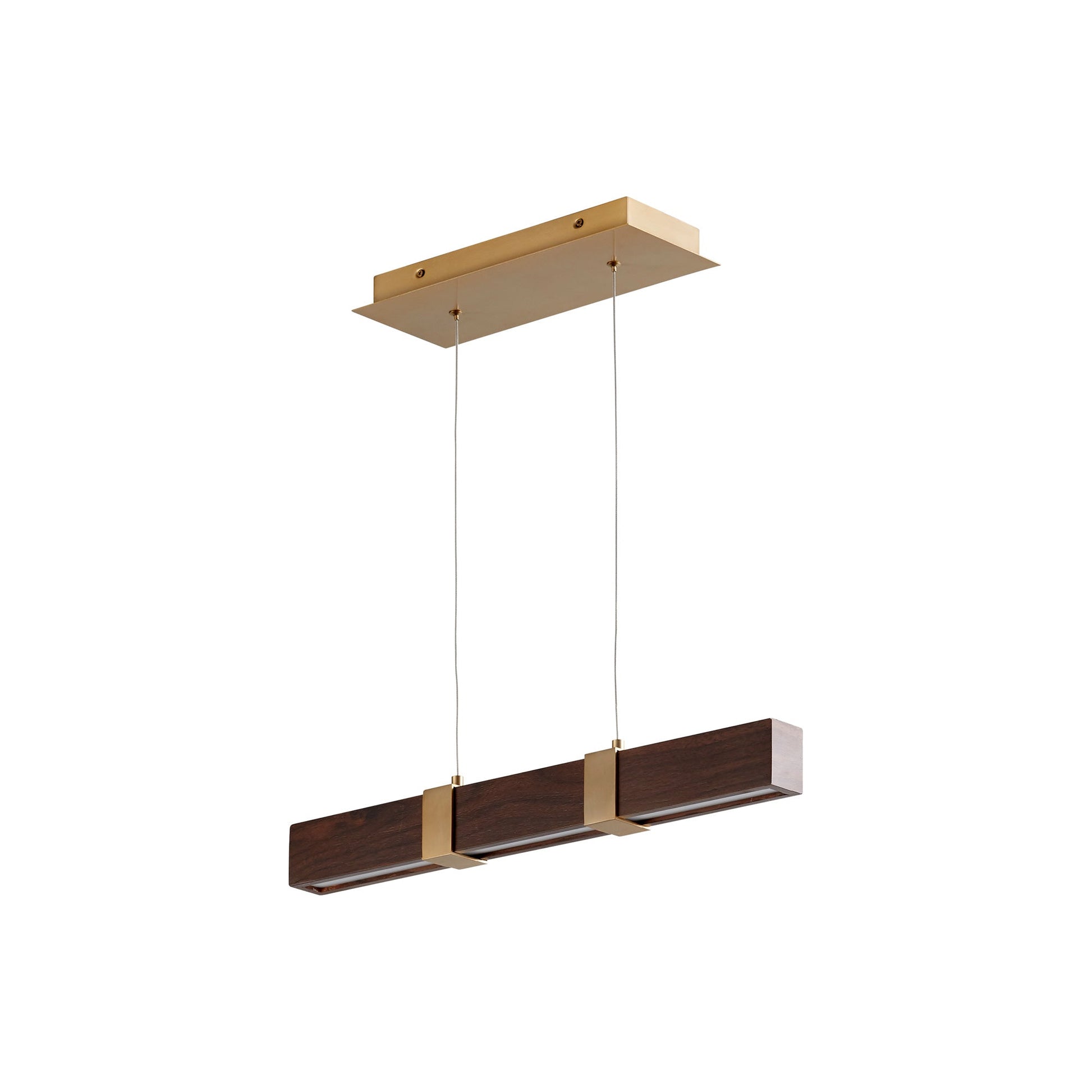 Decca LED Linear Pendant Light in Aged Brass/Walnut (24-Inch).