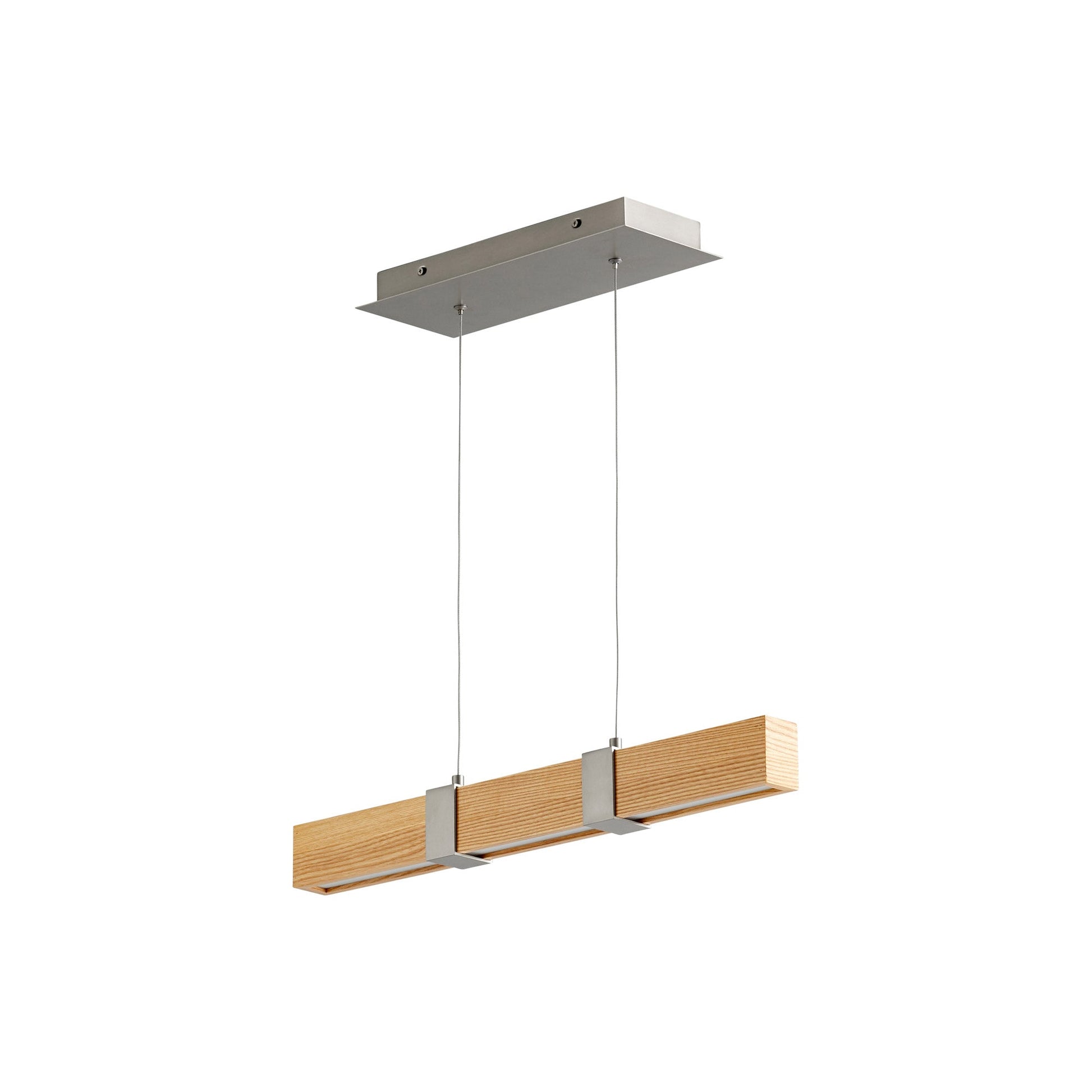 Decca LED Linear Pendant Light in Satin Nickel/White Oak (24-Inch).