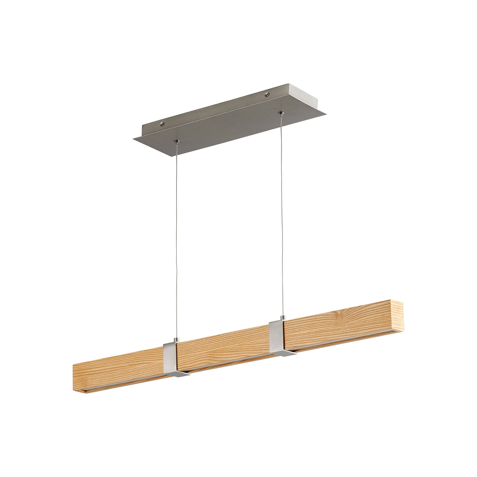 Decca LED Linear Pendant Light in Satin Nickel/White Oak (36-Inch).