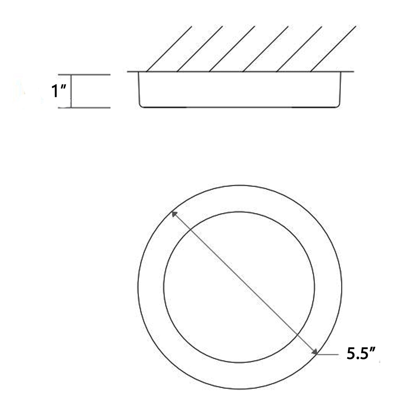 Elite LED Flush Mount Ceiling Light - line drawing.