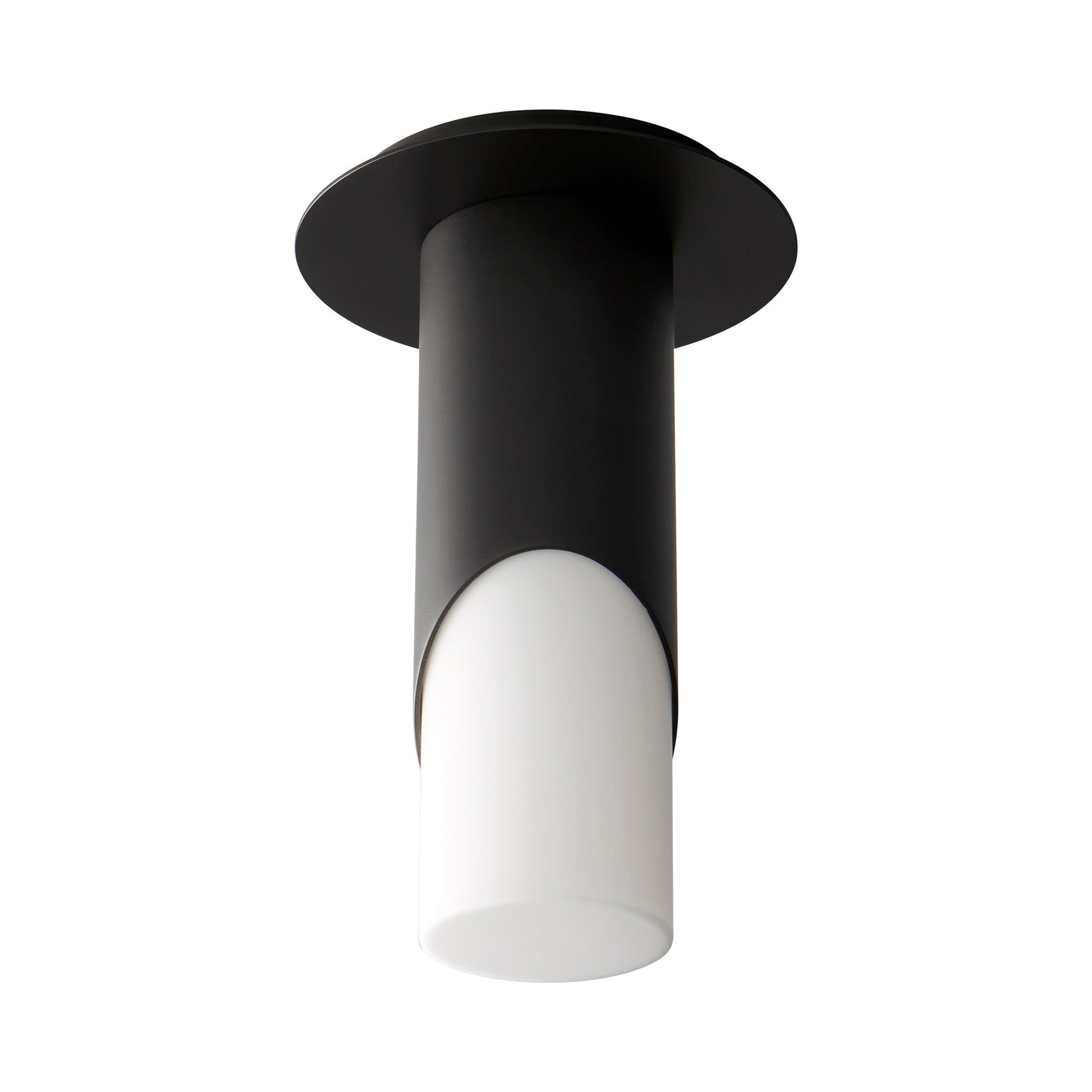 Ellipse LED Semi Flush Mount Ceiling Light in Glass/Black (Small).