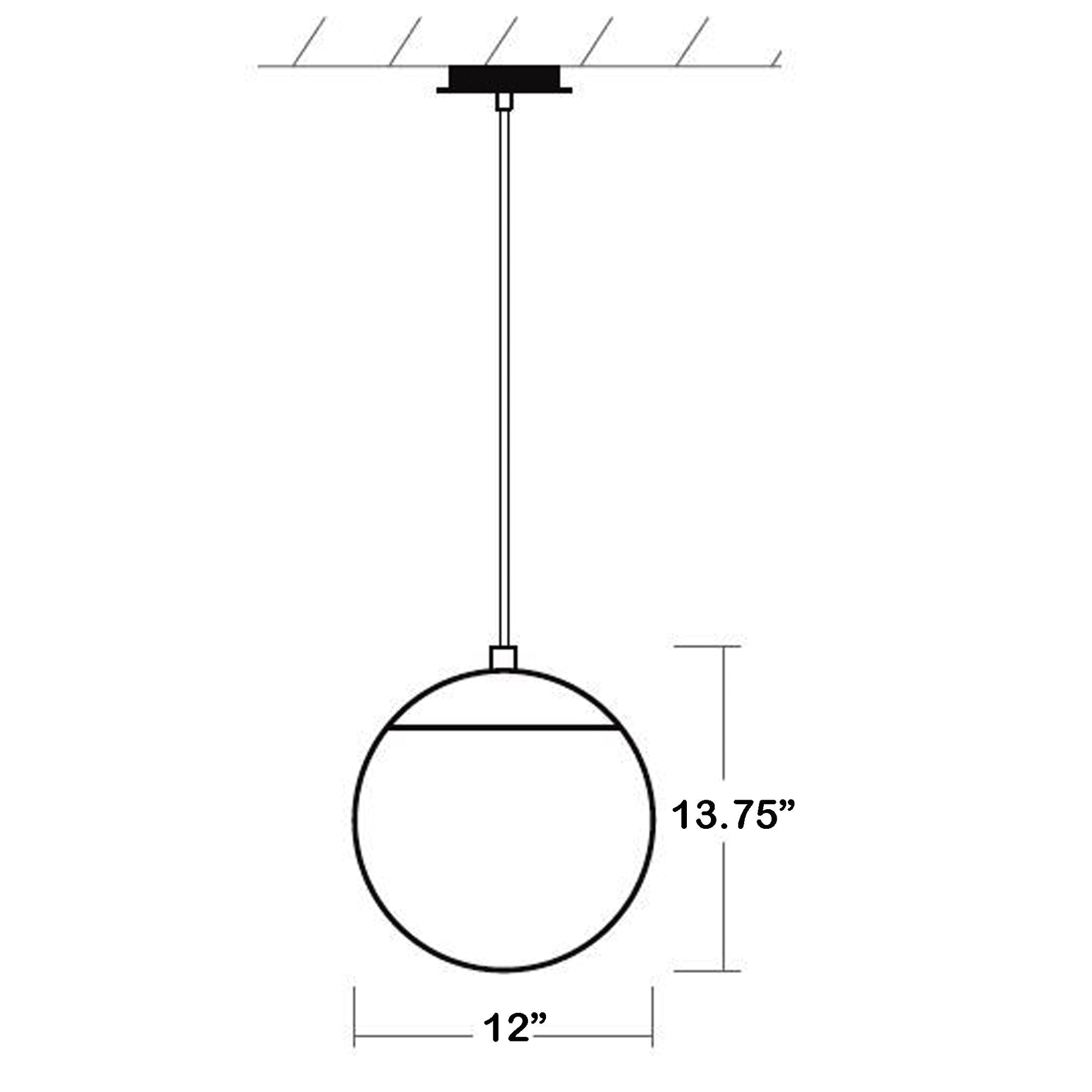 Luna LED Pendant Light - line drawing.