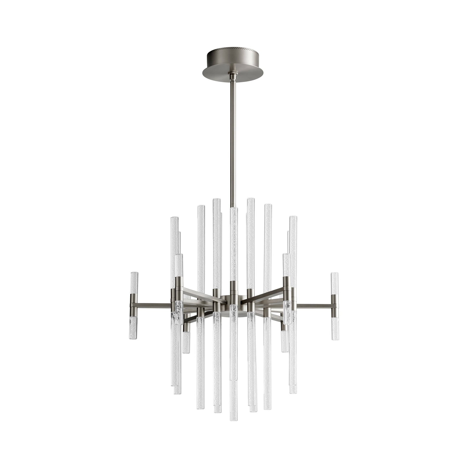 Miro LED Chandelier in Satin Nickel.