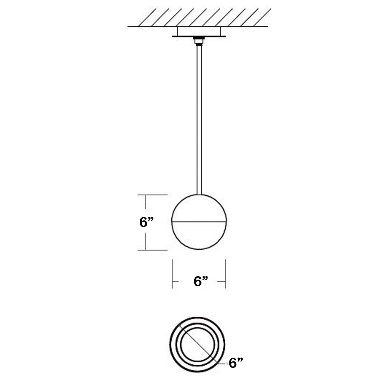 Mondo LED Pendant Light - line drawing.