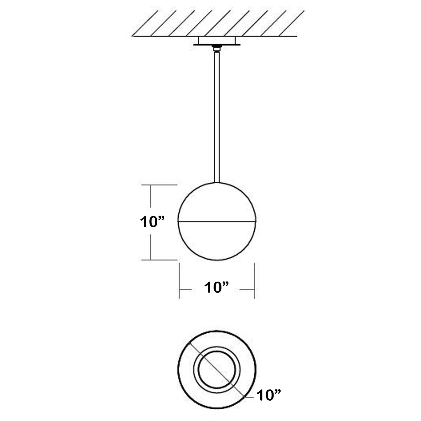 Mondo LED Pendant Light - line drawing.