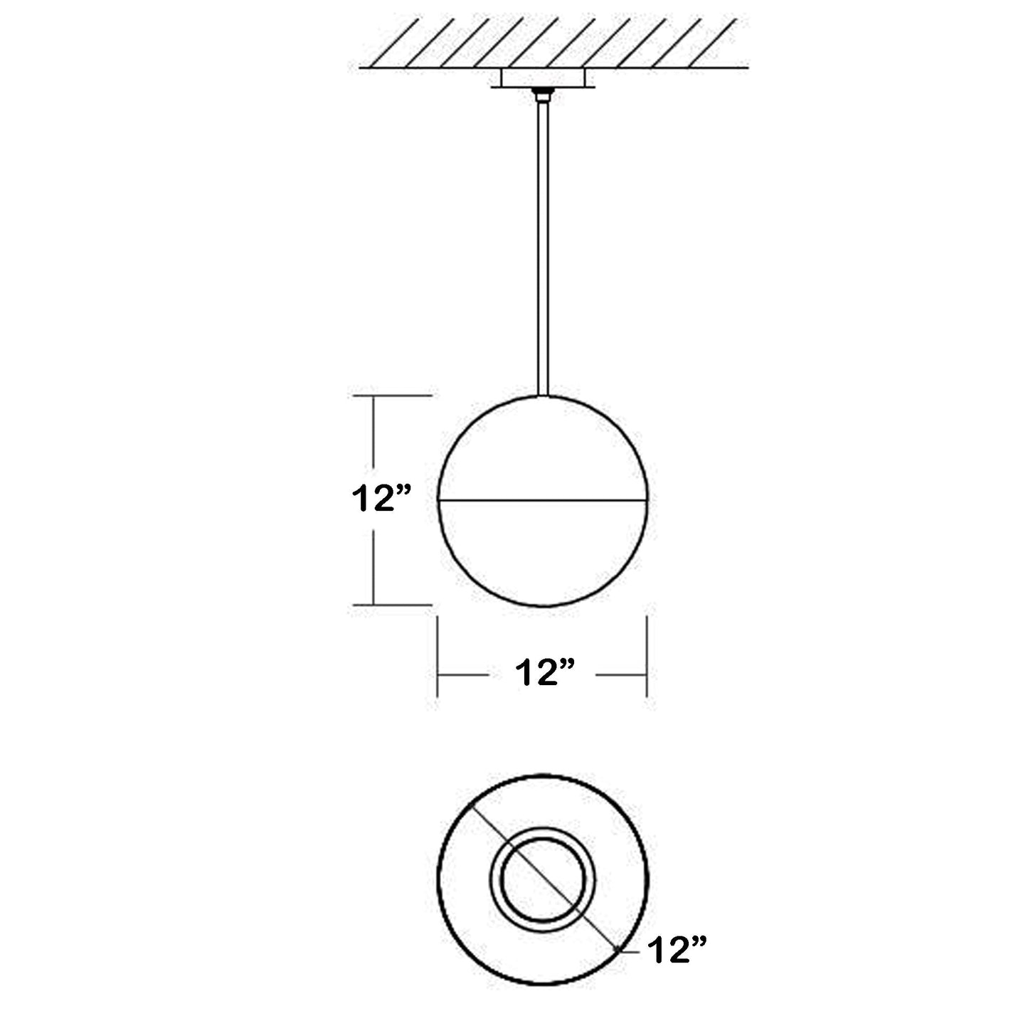 Mondo LED Pendant Light - line drawing.