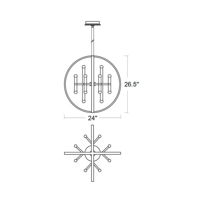 Nero LED Chandelier - line drawing.