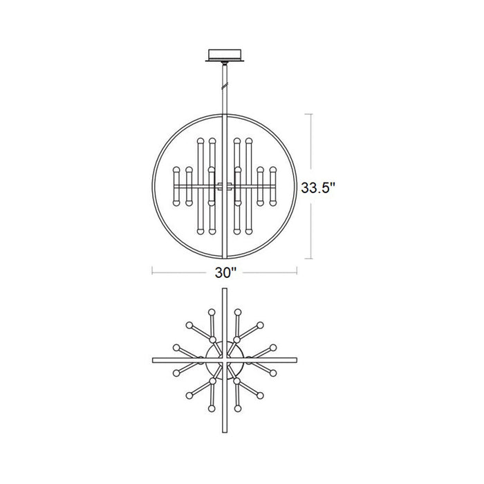 Nero LED Chandelier - line drawing.