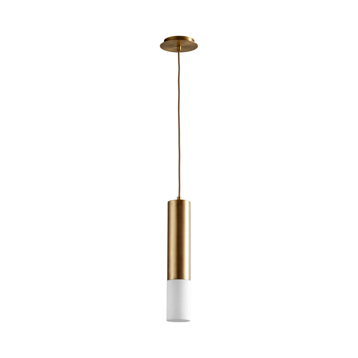 Opus LED Pendant Light in Aged Brass/Matte White.