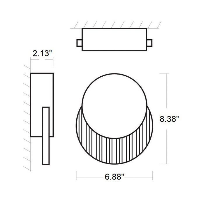 Pavo Outdoor LED Wall Light - line drawing.