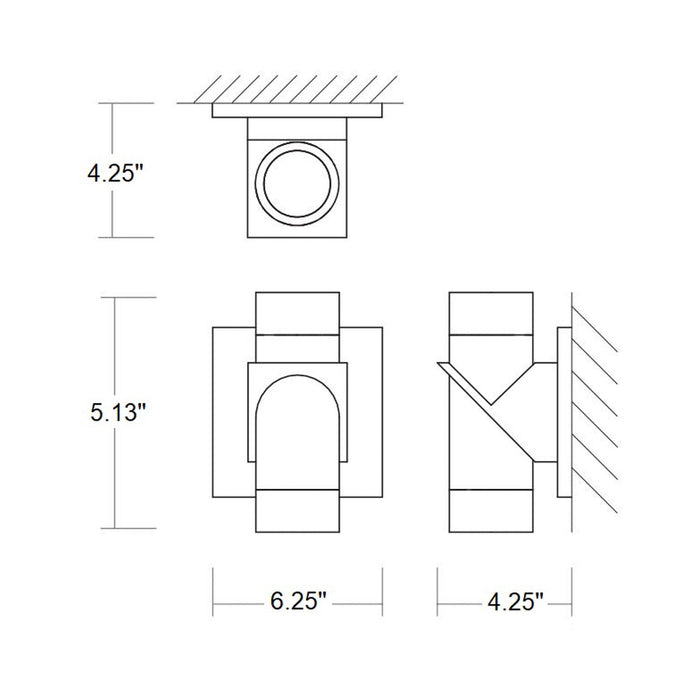 Razzo Outdoor LED Wall Light - line drawing.