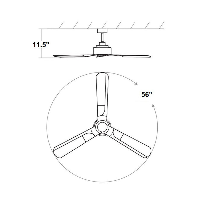 Solis Outdoor Ceiling Fan - line drawing.