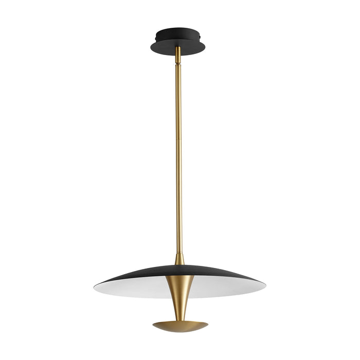 Spacely LED Pendant Light in Black/Aged Brass (Small).