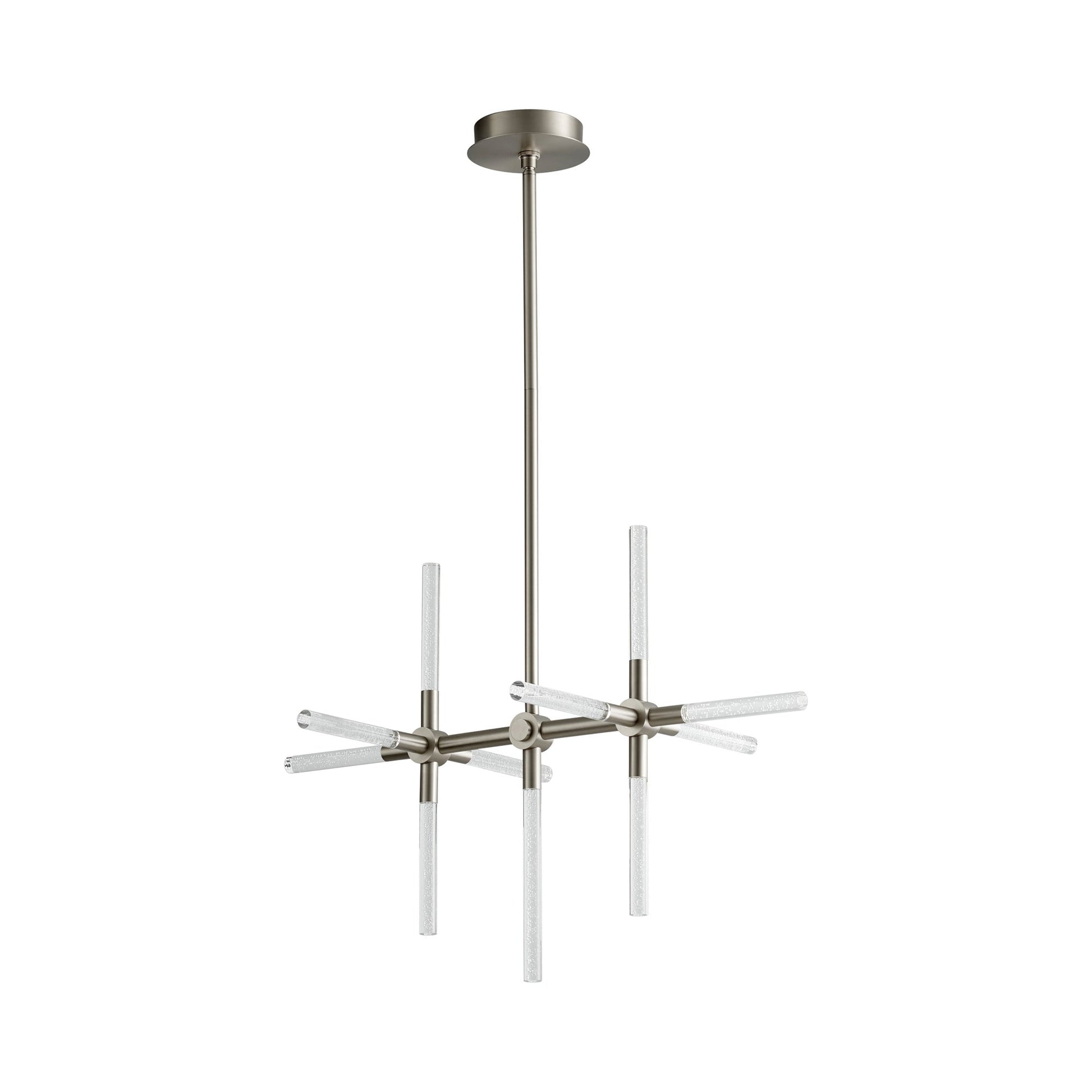 Tali LED Chandelier in Satin Nickel.