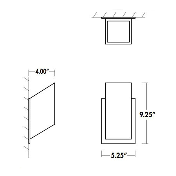 Uno Outdoor LED Wall Light - line drawing.