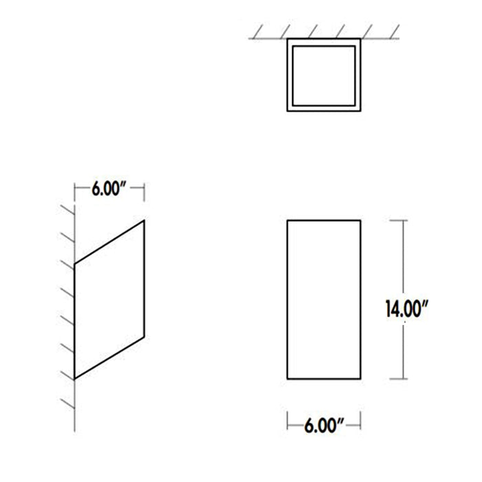 Uno Outdoor LED Wall Light - line drawing.