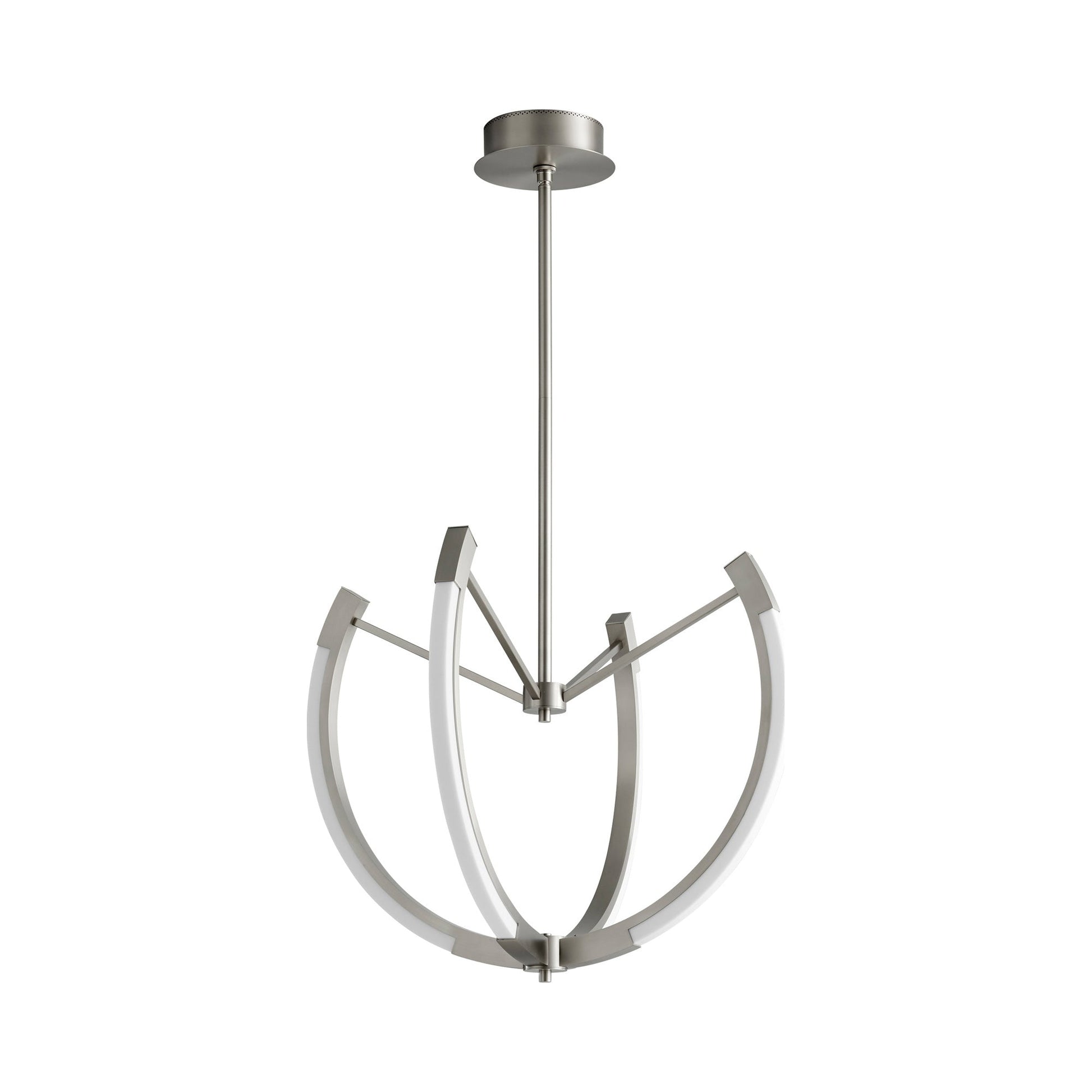 Utopia LED Chandelier in Satin Nickel (28-Inch).