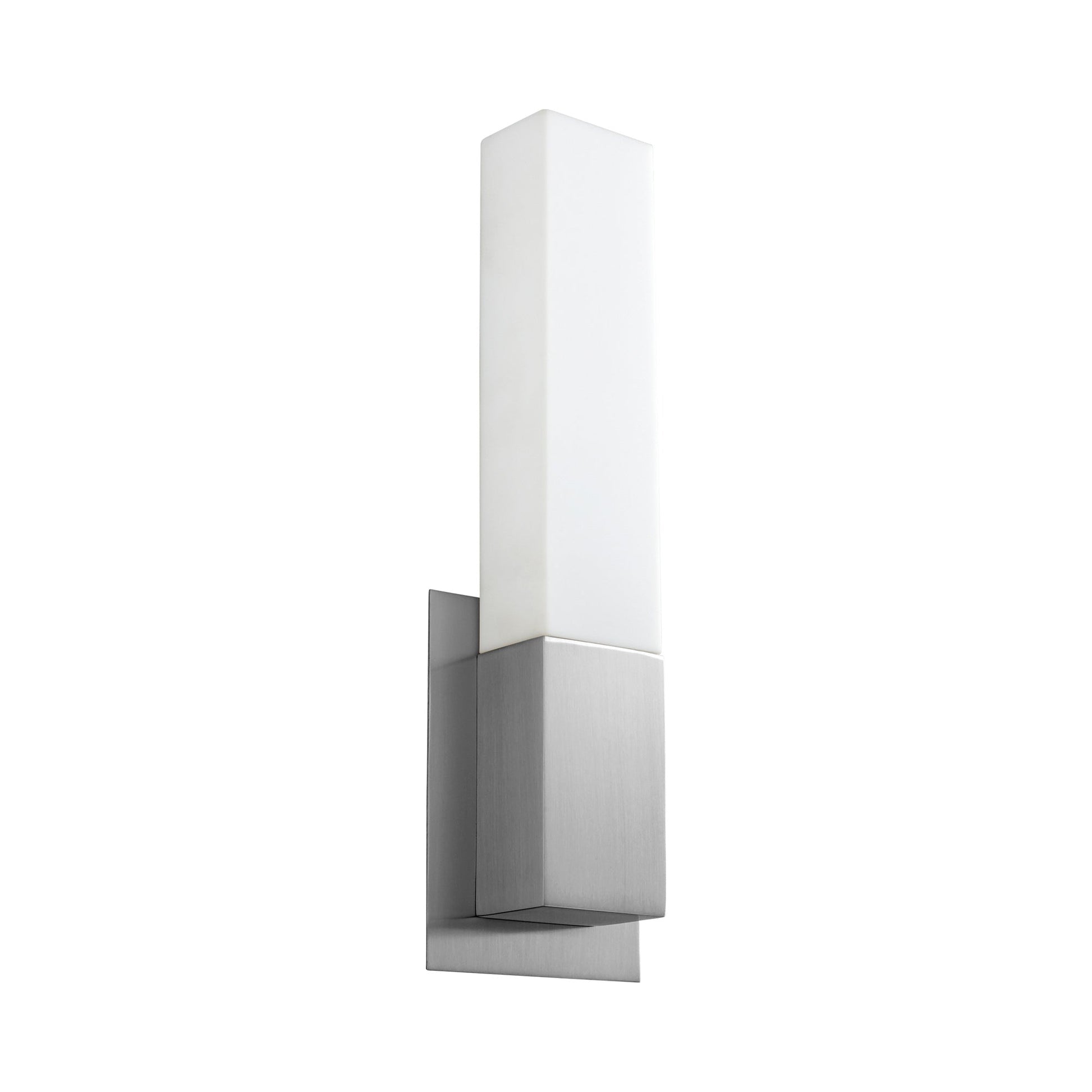 Vewga LED Bath Wall Light in Satin Nickel.