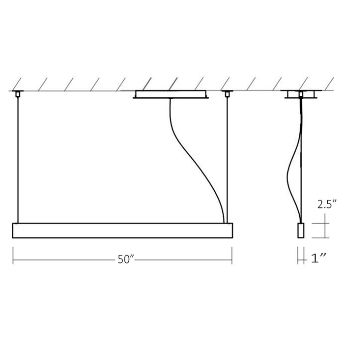 Zepp LED Linear Pendant Light - line drawing.