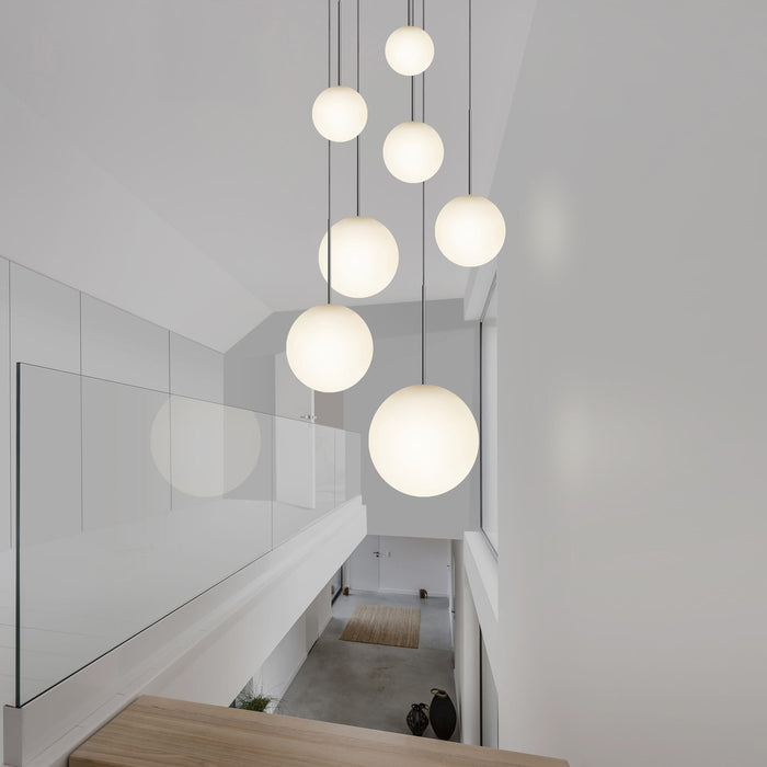 Bola LED Chandelier in stairs.