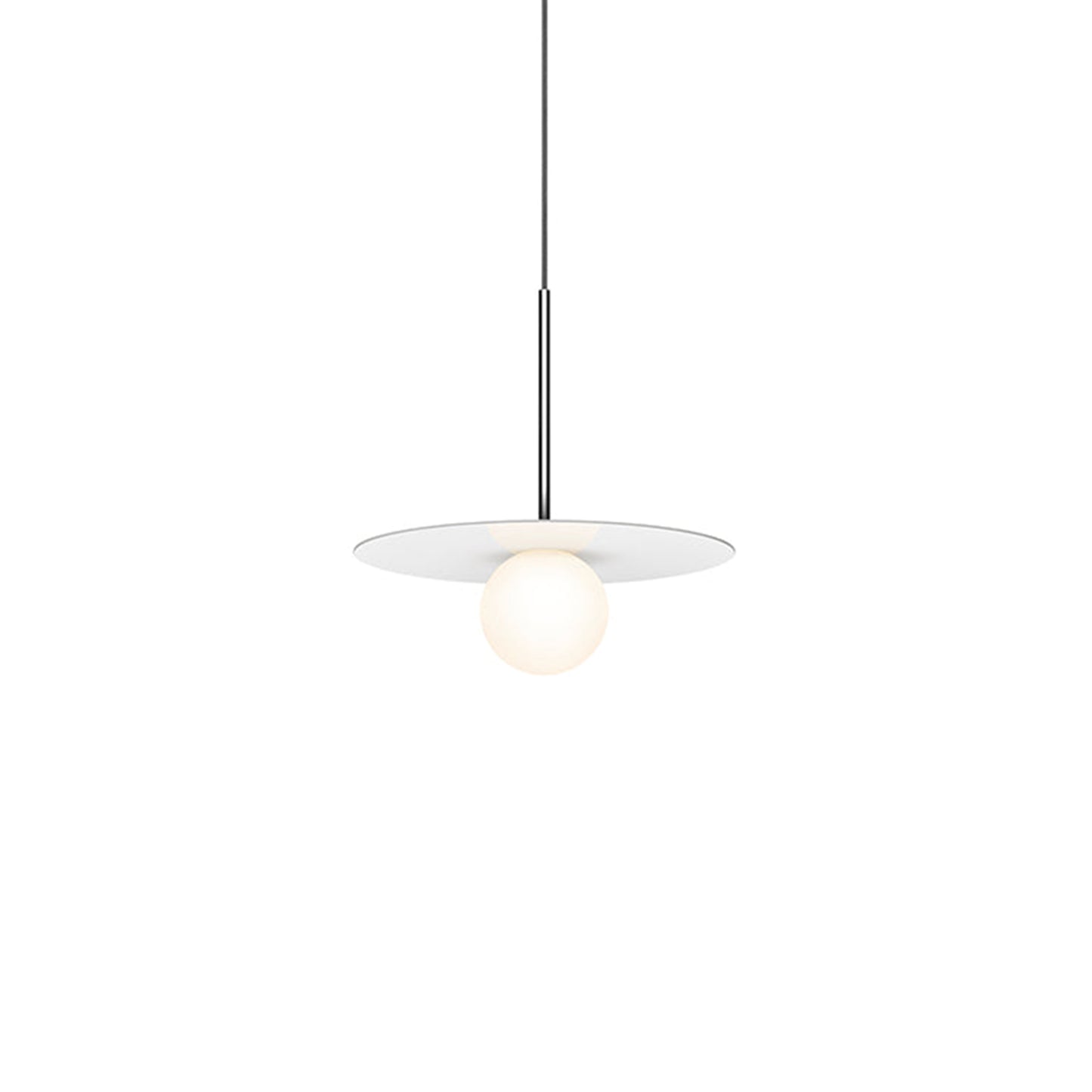 Bola LED Disc Pendant Light in Gloss White / Chrome (Small).