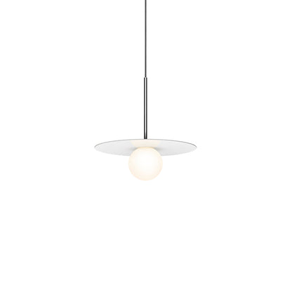 Bola LED Disc Pendant Light in Gloss White / Chrome (Small).