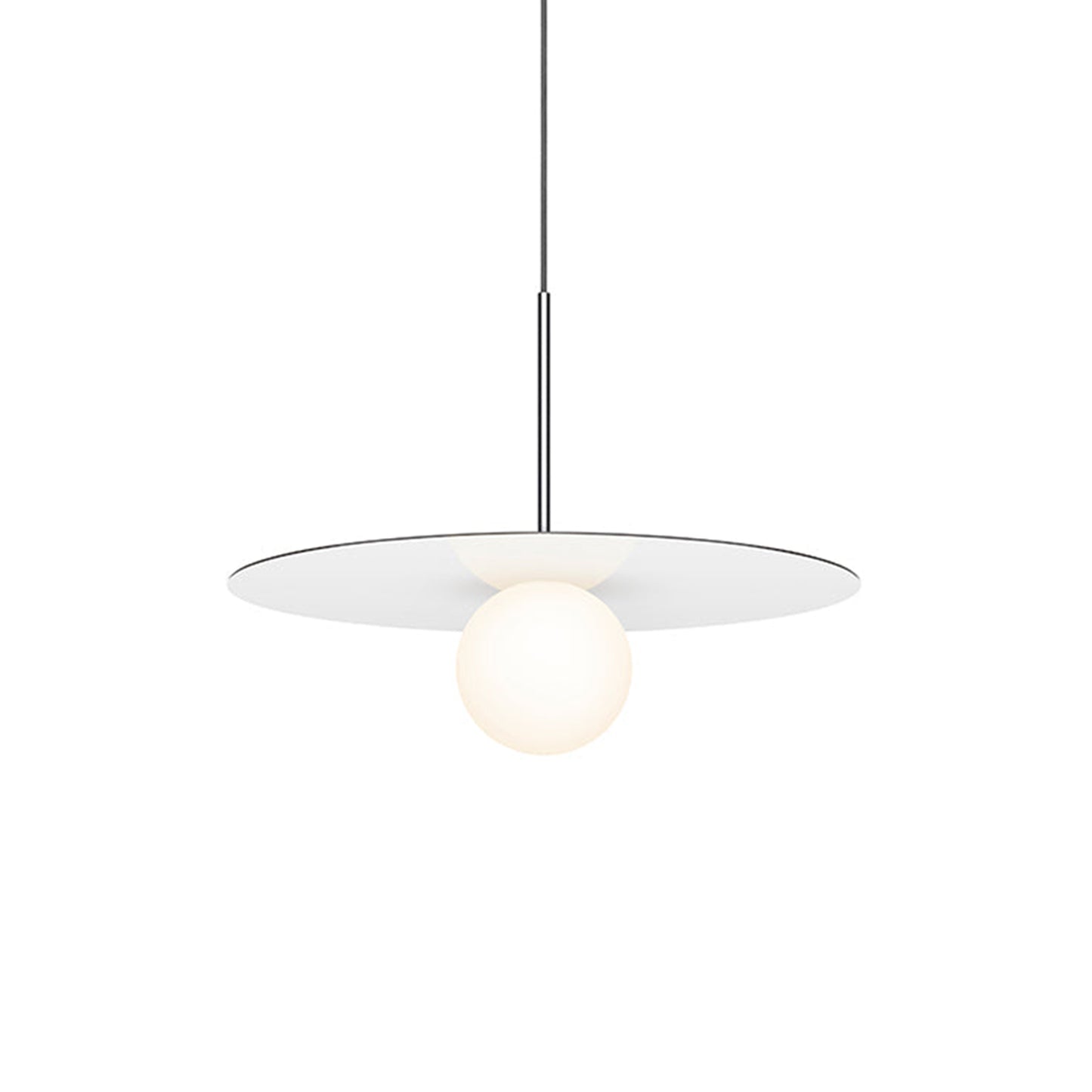 Bola LED Disc Pendant Light in Gloss White / Chrome (Medium).