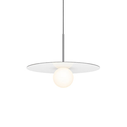 Bola LED Disc Pendant Light in Gloss White / Chrome (Medium).